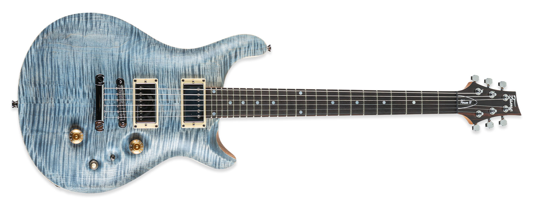 Fame Forum IV Classic Stonewashed Blue Satin E-Gitarre