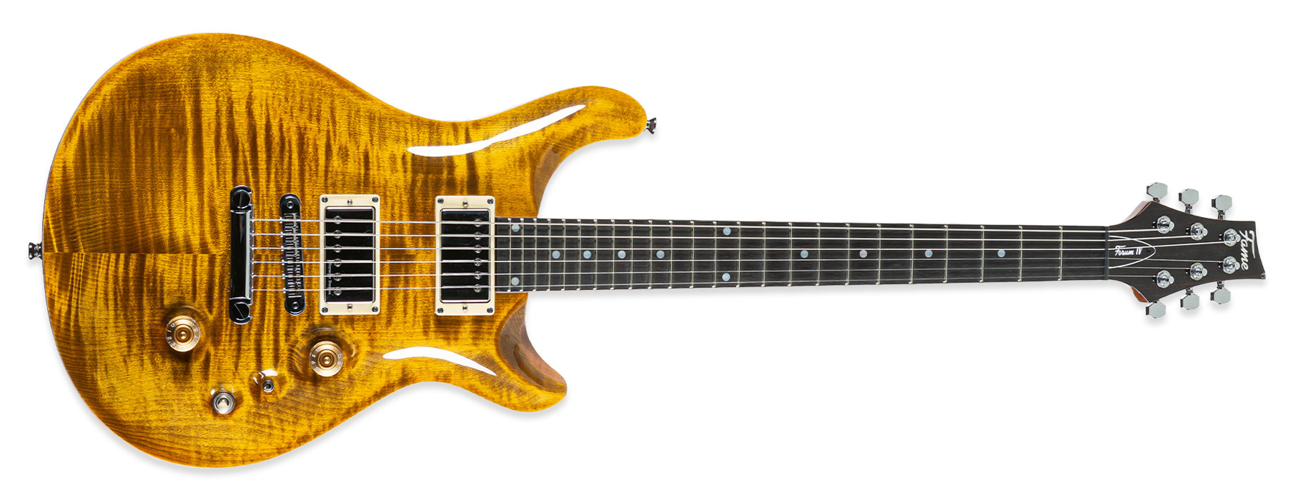 Fame Forum IV Classic Tiger Eye Highgloss E-Gitarre