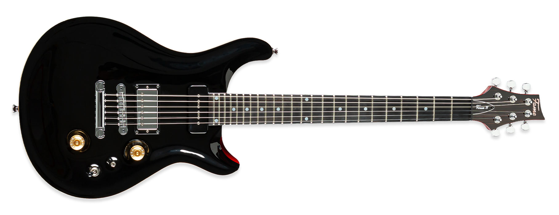 Fame Forum IV Classic P90 Solid Black Top E-Gitarre