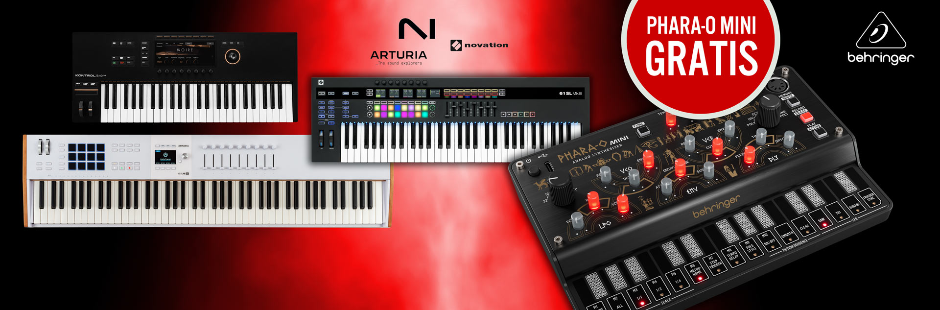 GRATIS Behringer Phara-O Mini Synthesizer beim Kauf ausgewählter Masterkeyboards von Arturia, Native Instruments und Novation