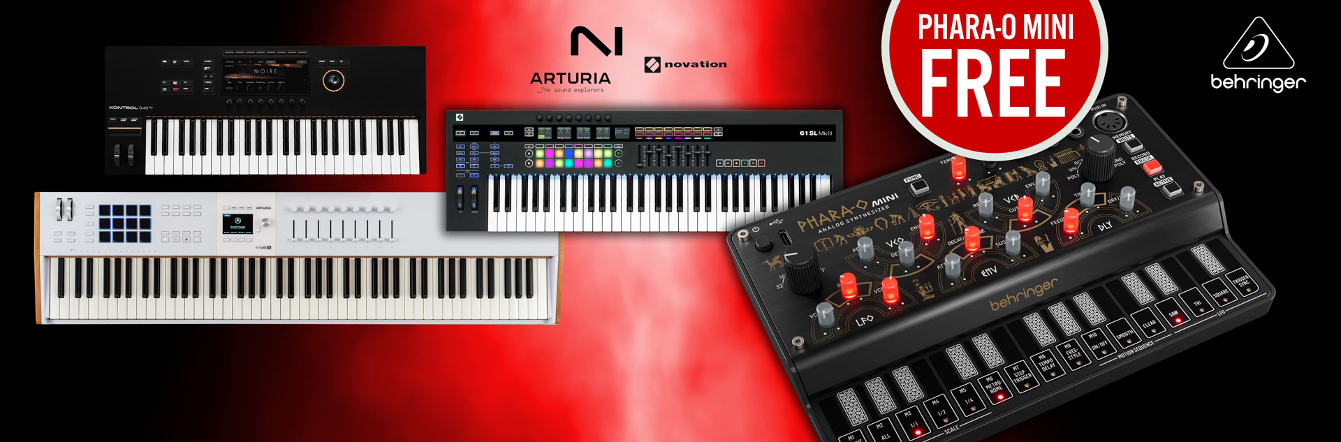 FREE Behringer Phara-O Mini Synthesizer with selected Masterkeyboards from Arturia, Native Instruments and Novation